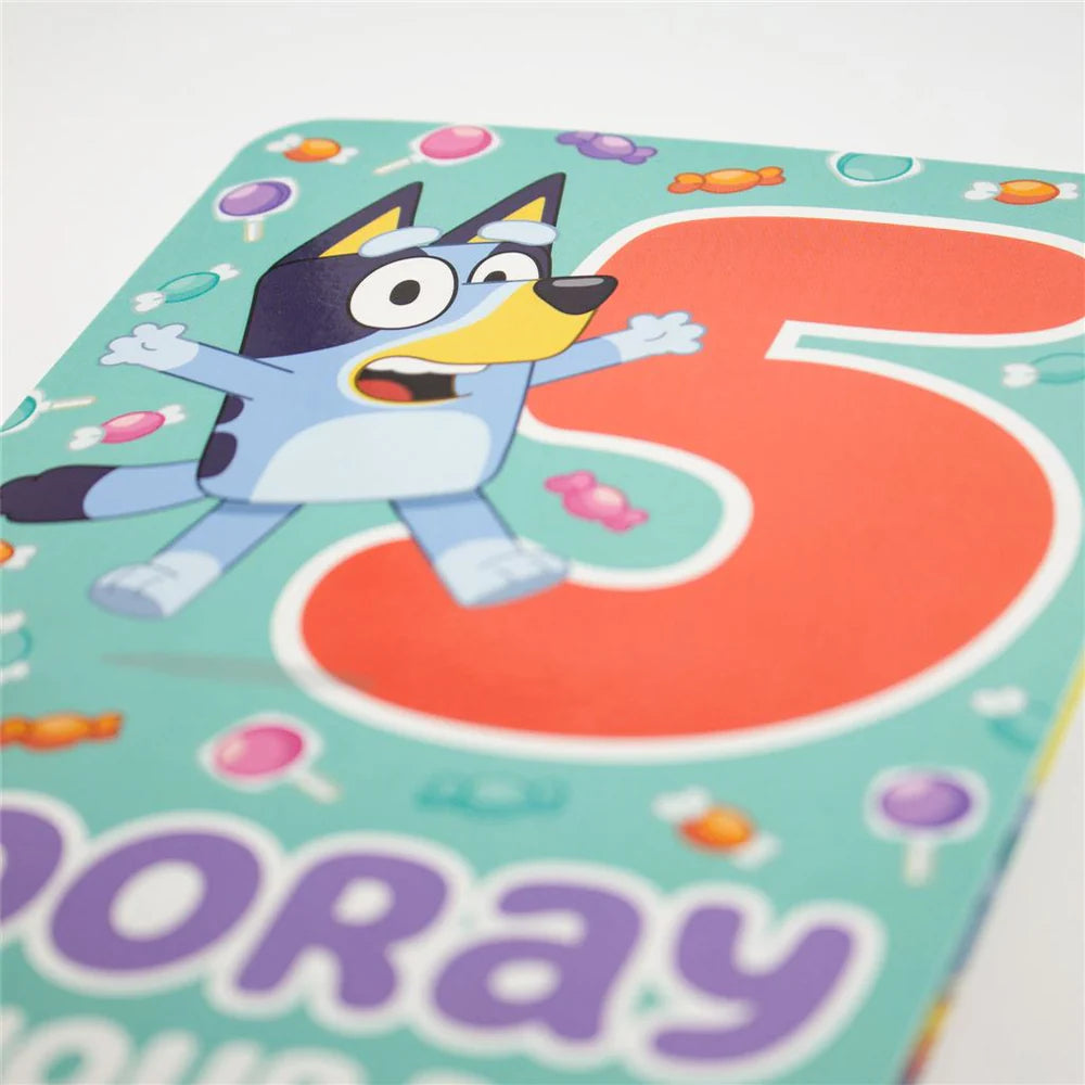 AGE 5 GEN BLUEY LOLLIES GREETING CARD