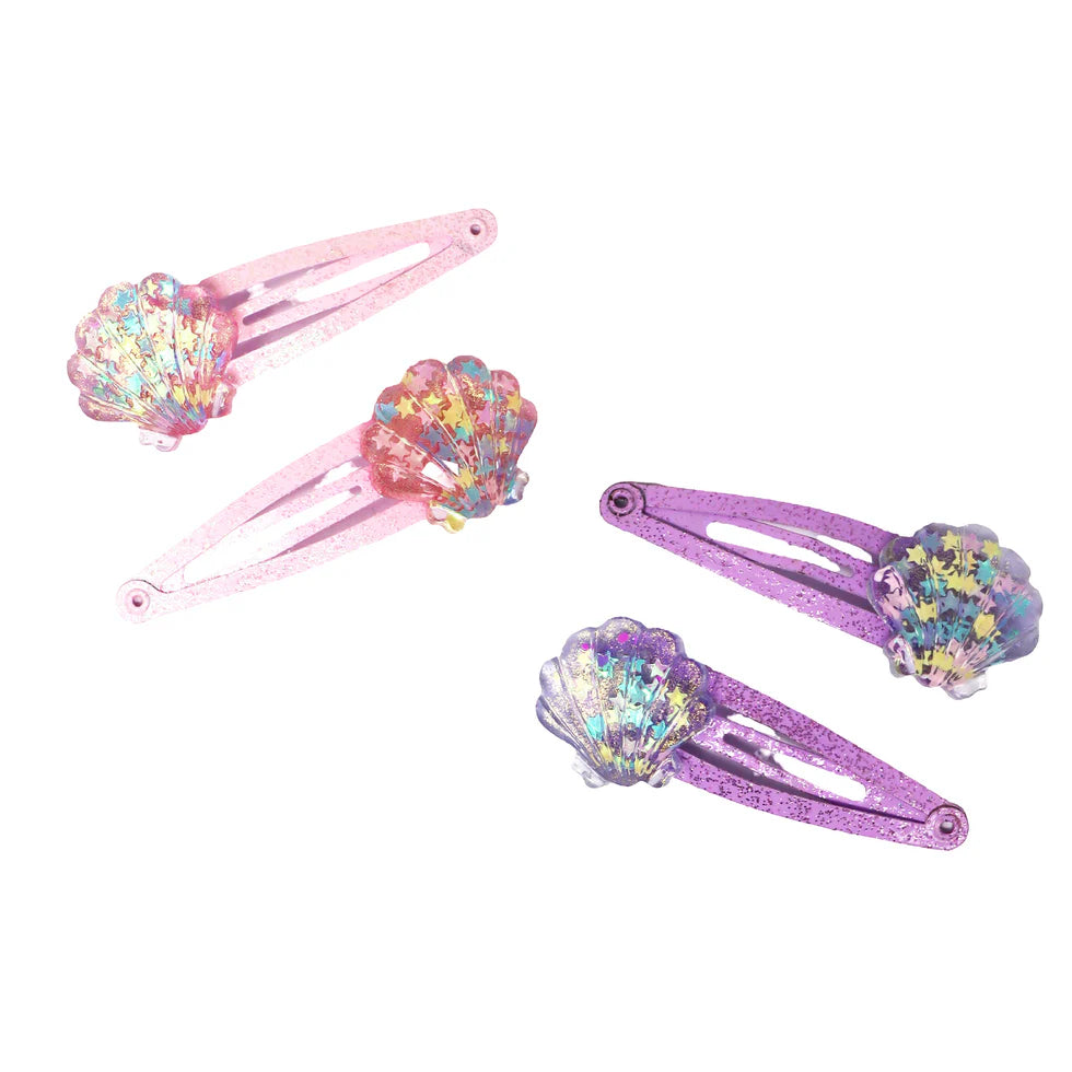 PINK POPPY - MERMAID GLITTER SHELL HAIR CLIPS