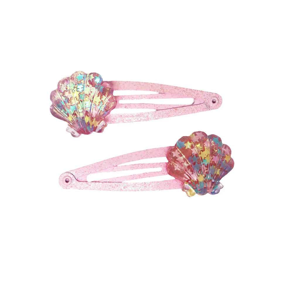 PINK POPPY - MERMAID GLITTER SHELL HAIR CLIPS