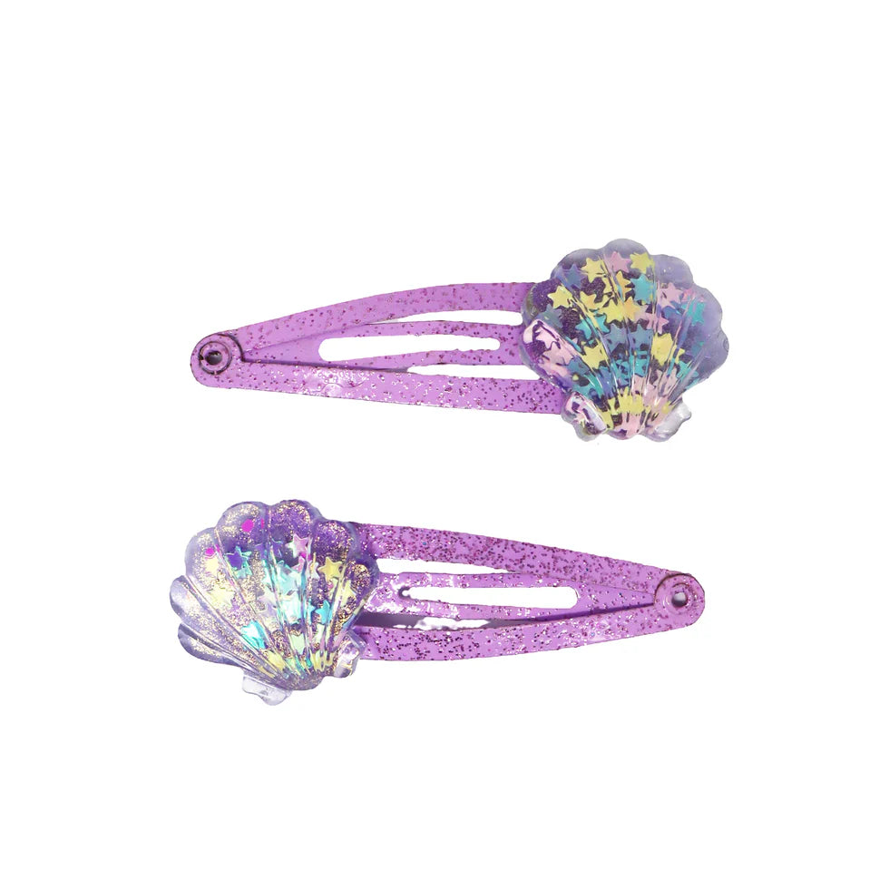 PINK POPPY - MERMAID GLITTER SHELL HAIR CLIPS
