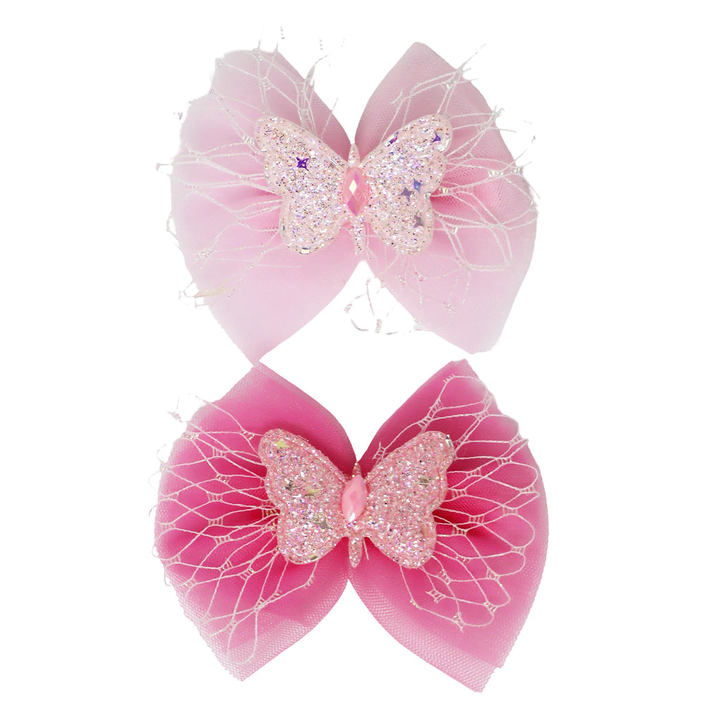 PINK POPPY - GLITTER BUTTERFLY BOW HAIR CLIP