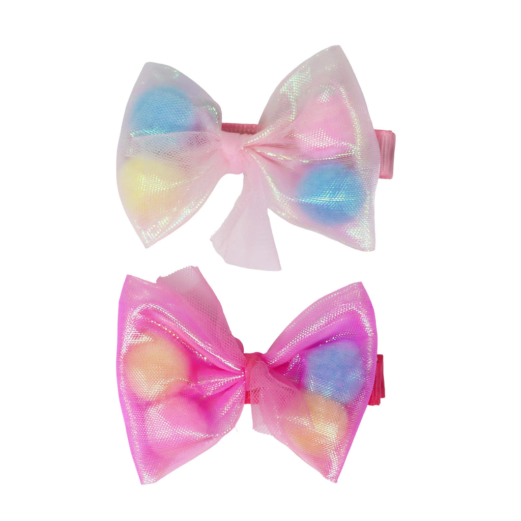 PINK POPPY - POM POM BOW HAIR CLIP