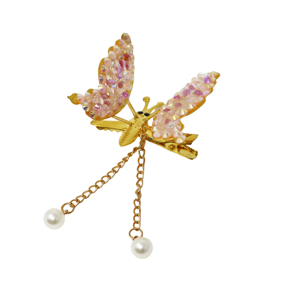PINK POPPY - EMBELLISHED FLUTTER FLY HAIR CLIP