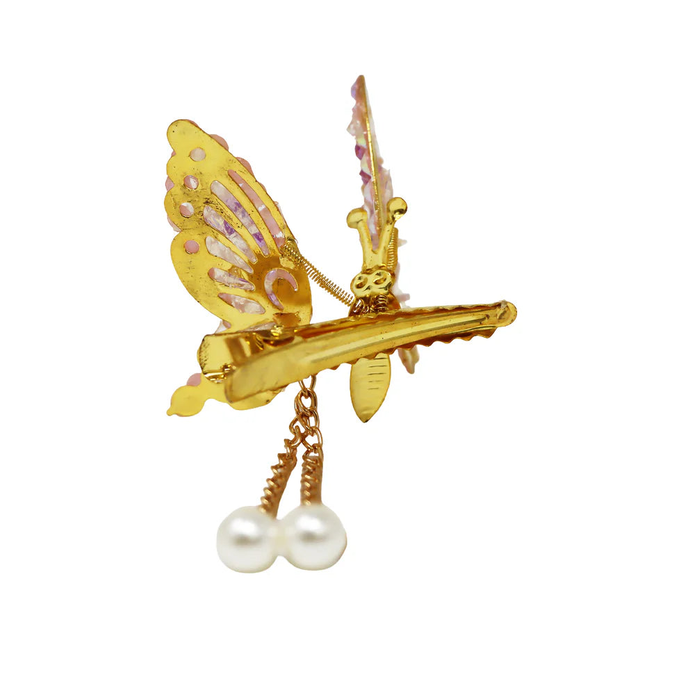 PINK POPPY - EMBELLISHED FLUTTER FLY HAIR CLIP
