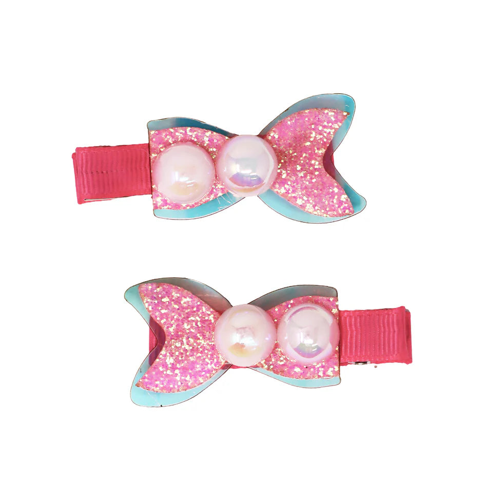 PINK POPPY - PEARL MERMAID TAIL HAIR CLIPS