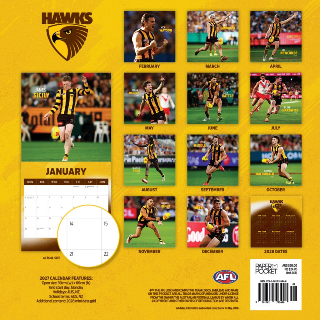 AFL HAWTHORN HAWKS CALENDAR: 2027