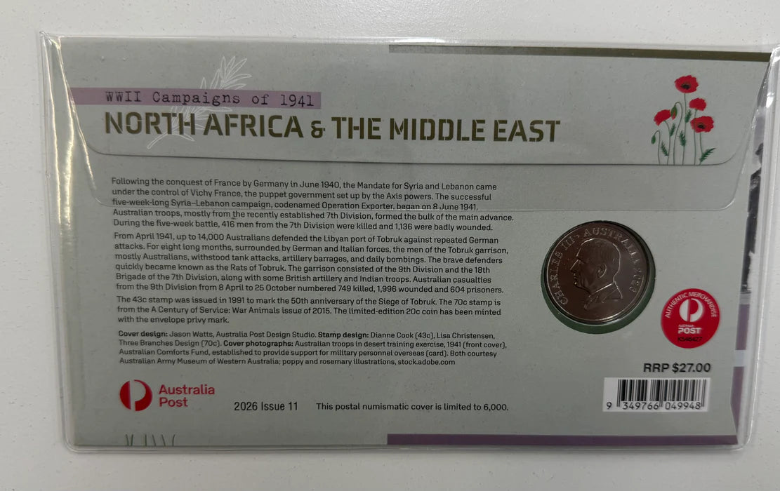 2026 20C WWII CAMPAIGNS OF 1941 GREECE AND CRETE UNCIRCULATED COIN
