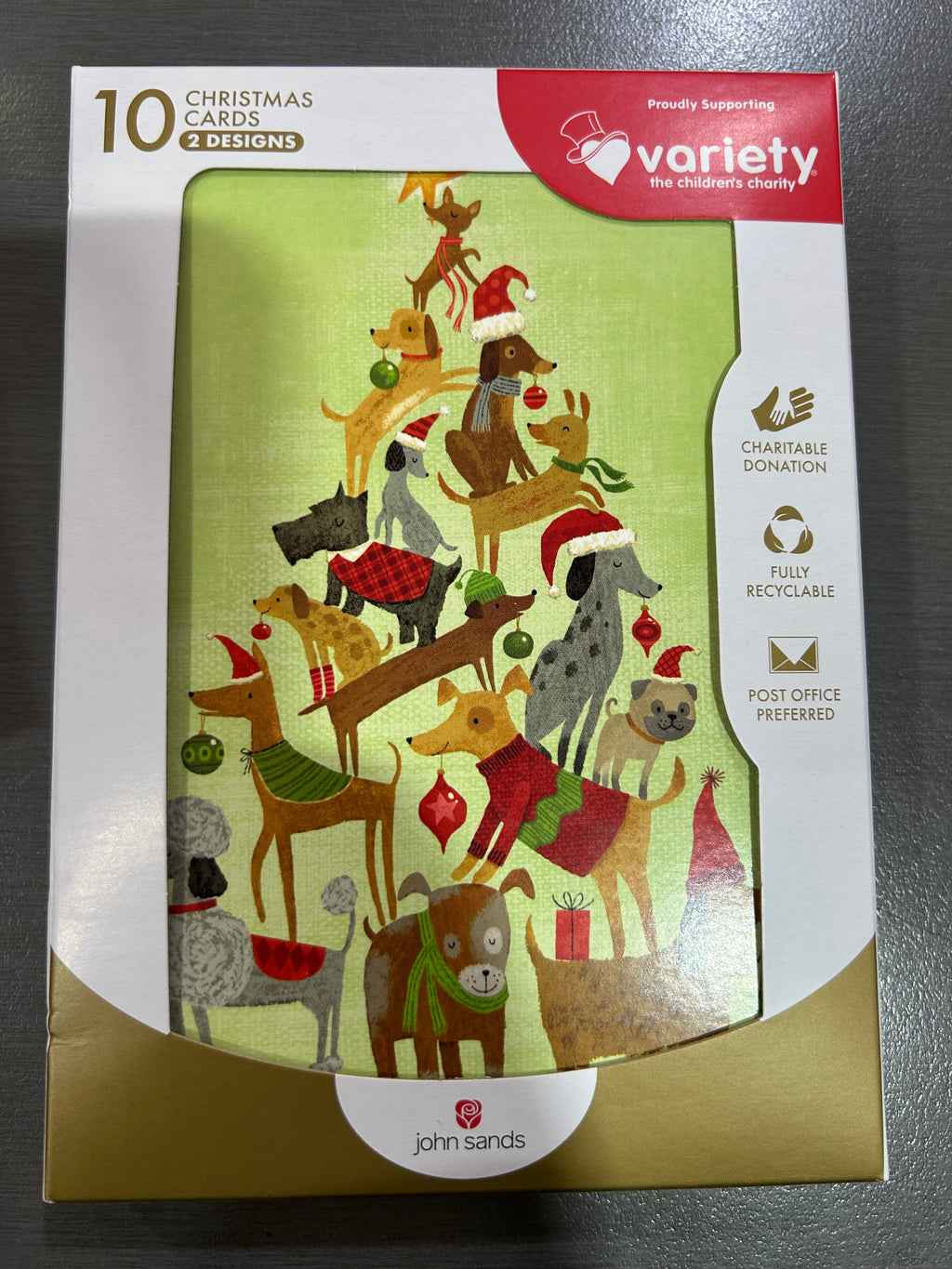 CHRISTMAS BOXED CHARITY CARD DOG AND CAT 10 PACK 2 DESIGNS