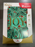 CHRISTMAS BOXED CHARITY CARDS JOY AND PEACE 10 PACK