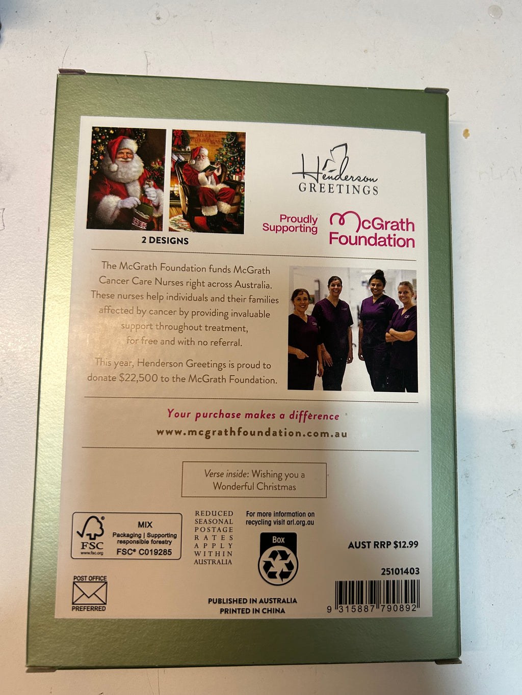 Christmas Charity Boxed Cards - Santa With Stocking (2 Designs)