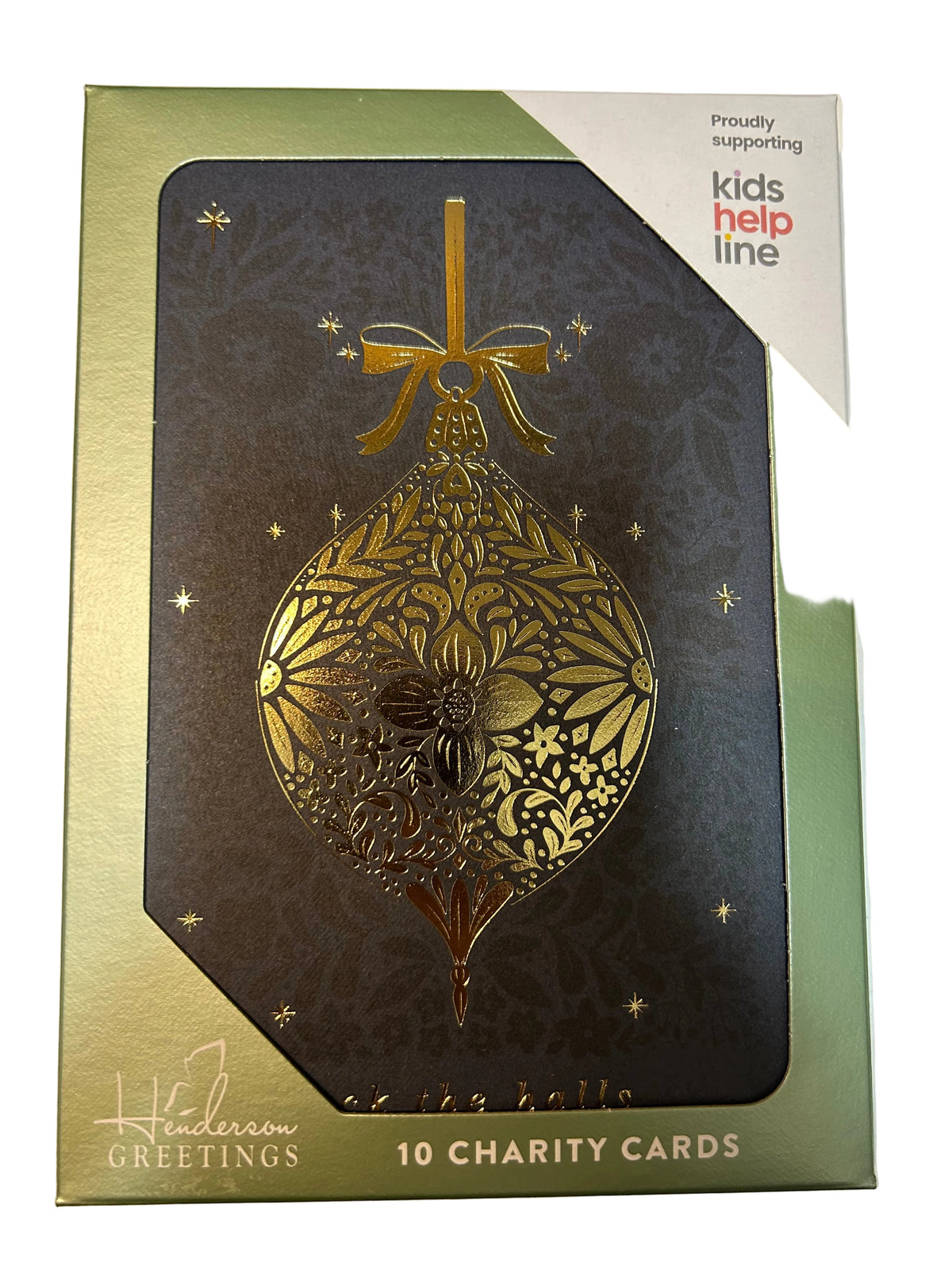 Christmas Charity Boxed Cards - Gold Floral Bauble