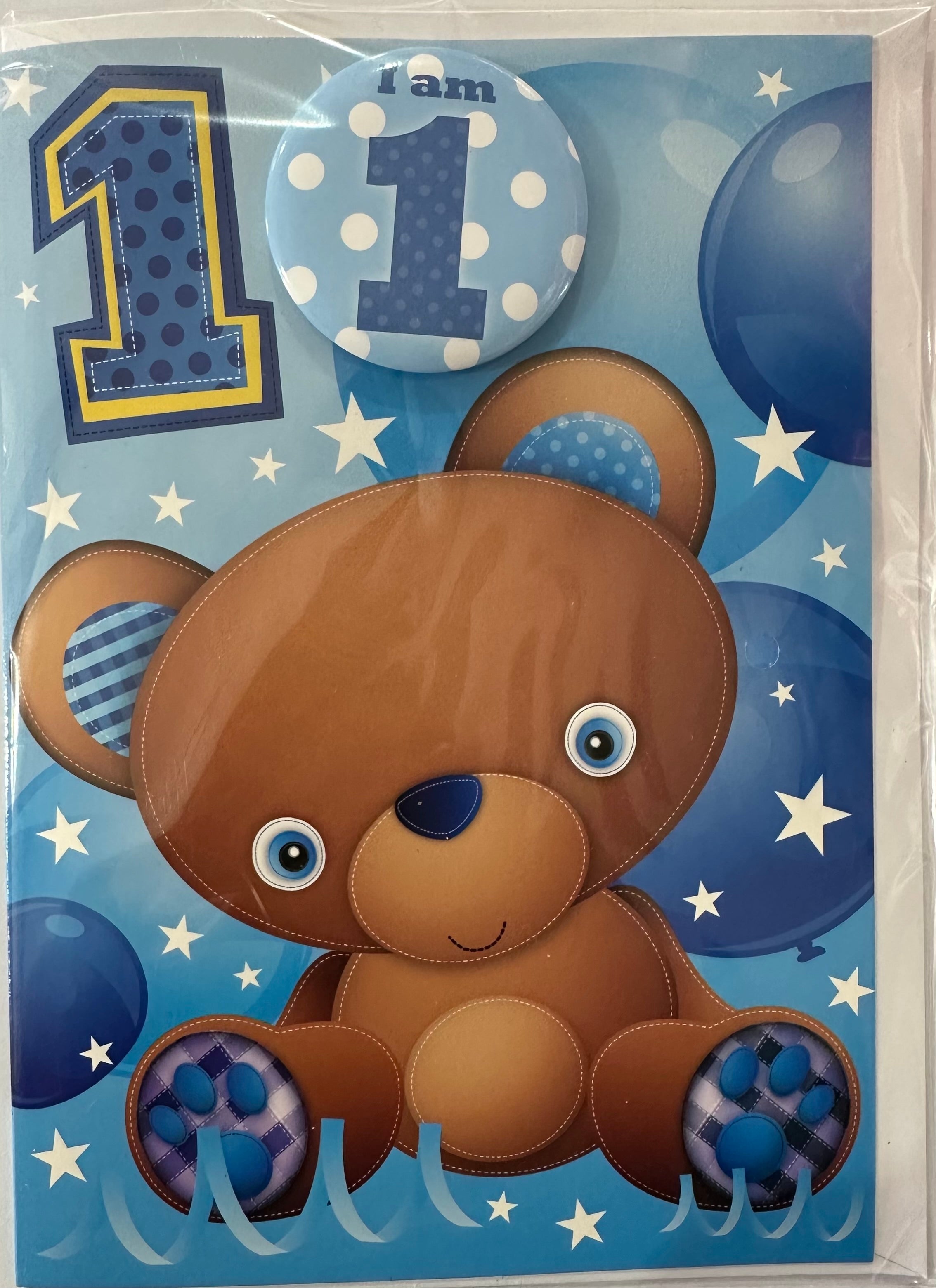 PLANET HAPPY BADGE 1 BOY BIRTHDAY CARD