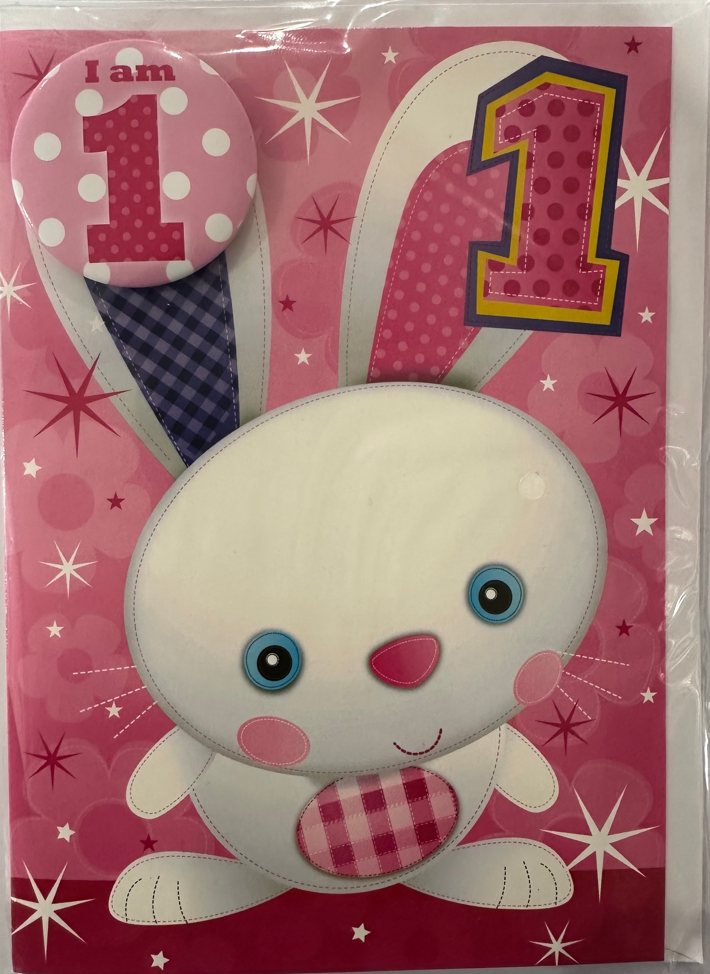 PLANET HAPPY BADGE 1 GIRL BIRTHDAY CARD