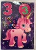 PLANET HAPPY BADGE 3 GIRL BIRTHDAY CARD