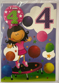 PLANET HAPPY BADGE 4 GIRL BIRTHDAY CARD