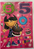 PLANET HAPPY BADGE 5 GIRL BIRTHDAY CARD