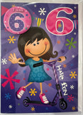 PLANET HAPPY BADGE 6 GIRL BIRTHDAY CARD