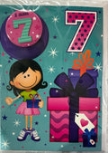 PLANET HAPPY BADGE 7 GIRL BIRTHDAY CARD
