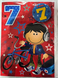 PLANET HAPPY BADGE 7 BOY BIRTHDAY CARD