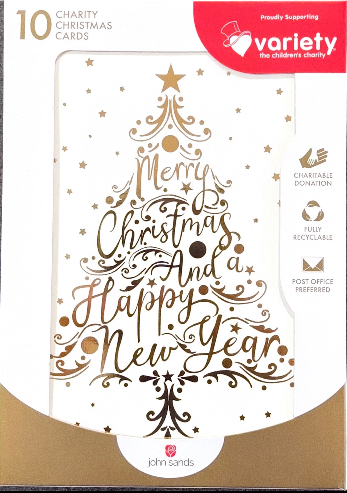 Charity Christmas Boxed Cards/ Gold Tree