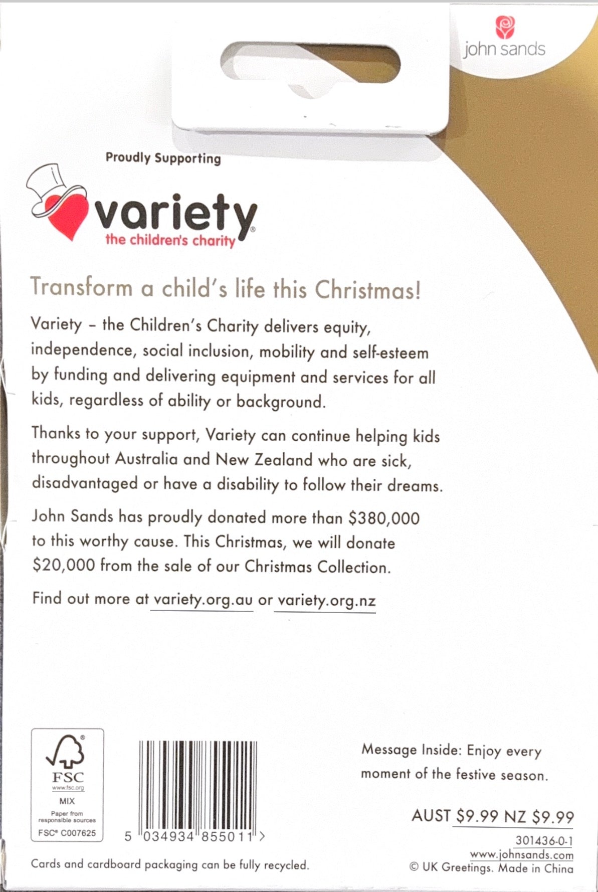 Charity Christmas Boxed Cards / Trad Tree