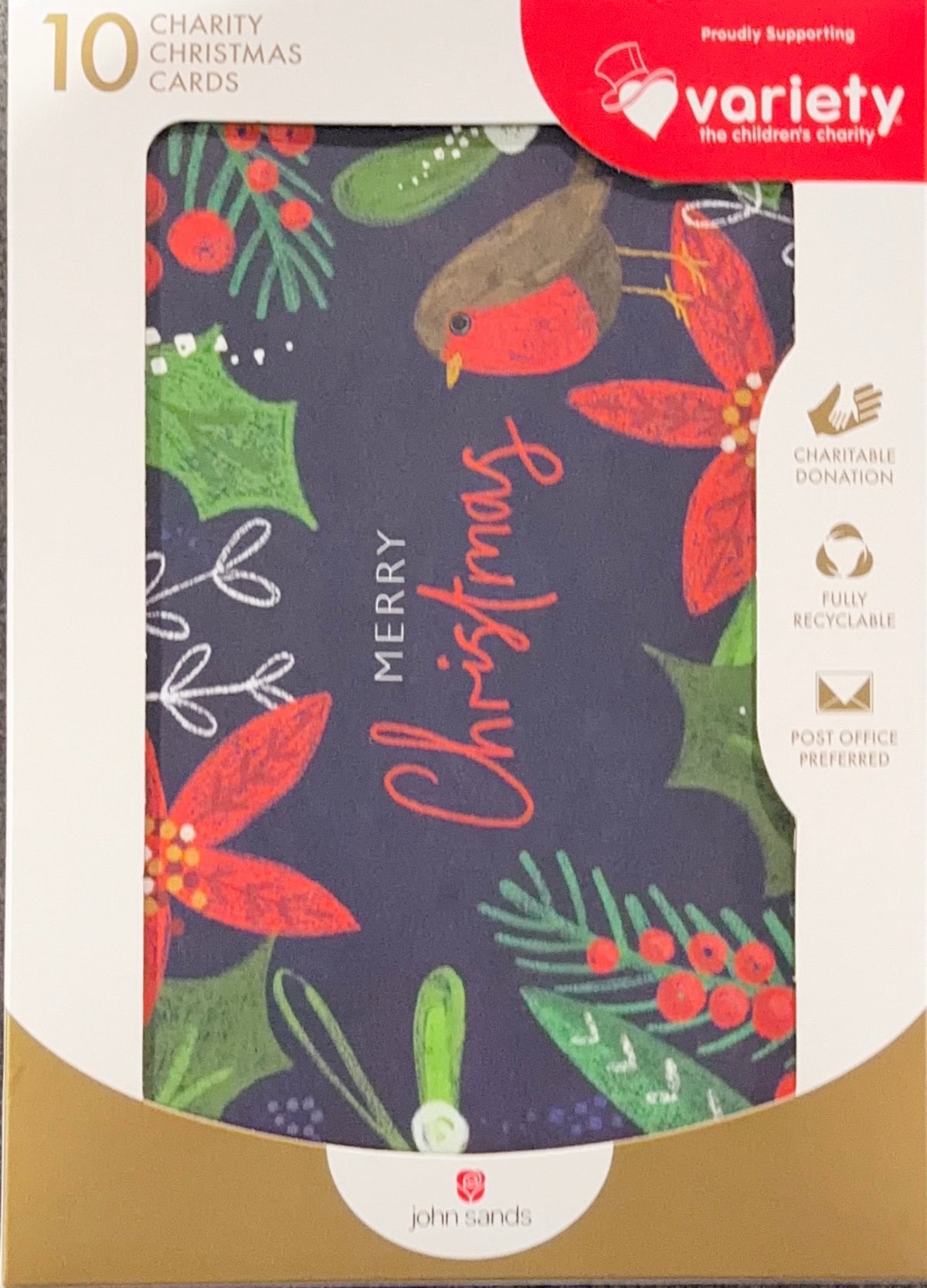 Charity Christmas Boxed Cards/ Robin Bird Festive