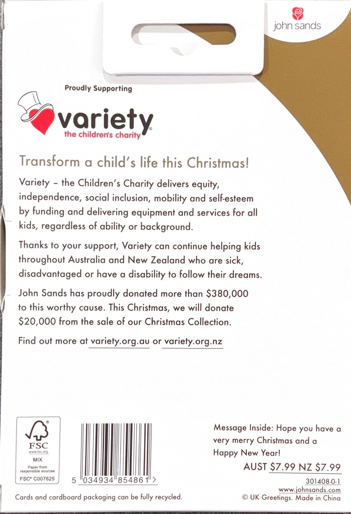 Charity Christmas Boxed Cards/ Joy