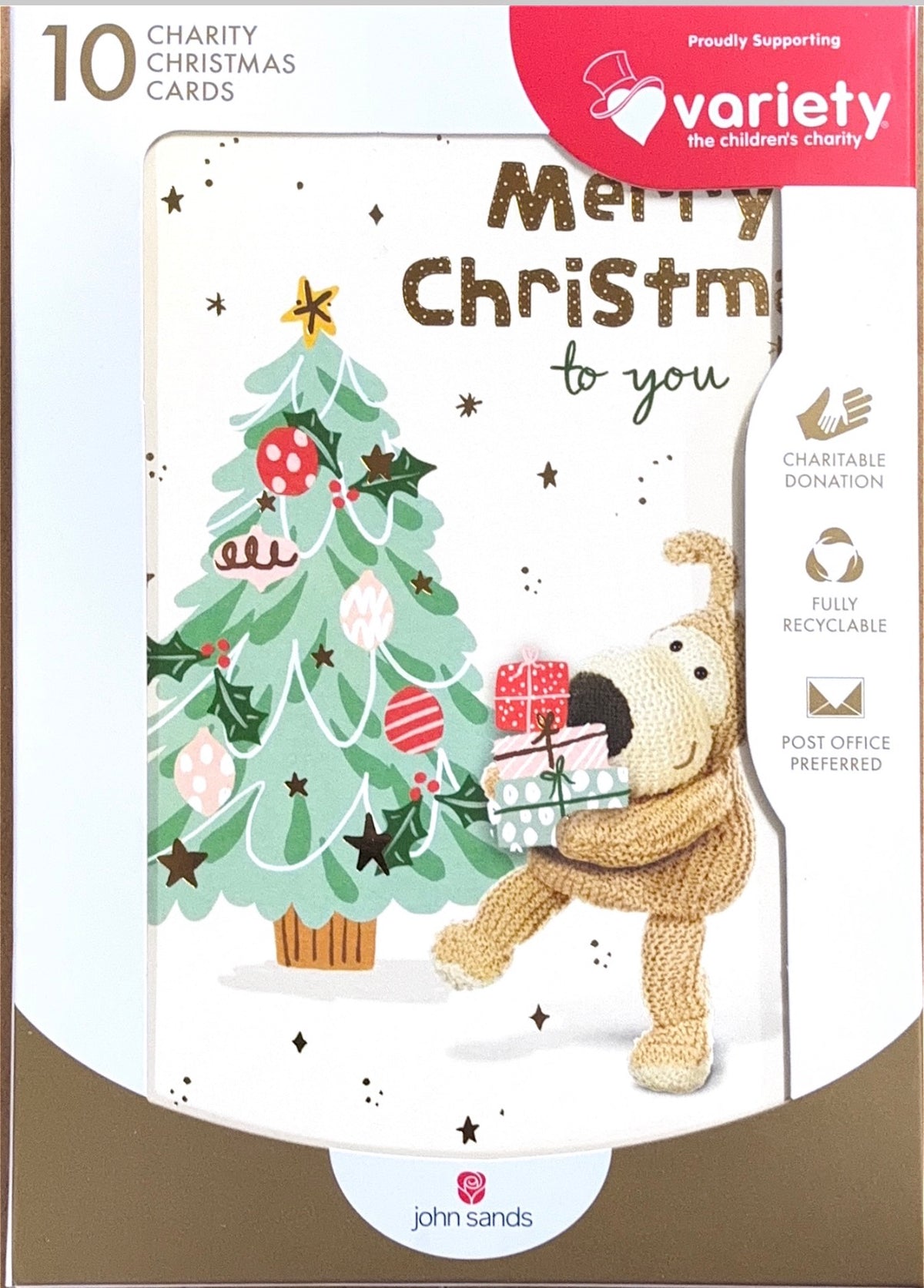 Charity Christmas Boxed Cards/  Knitted Dog Christmas Tree