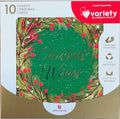 Charity Christmas Boxed Cards/ Green Foliage Wreath Christmas Wishes
