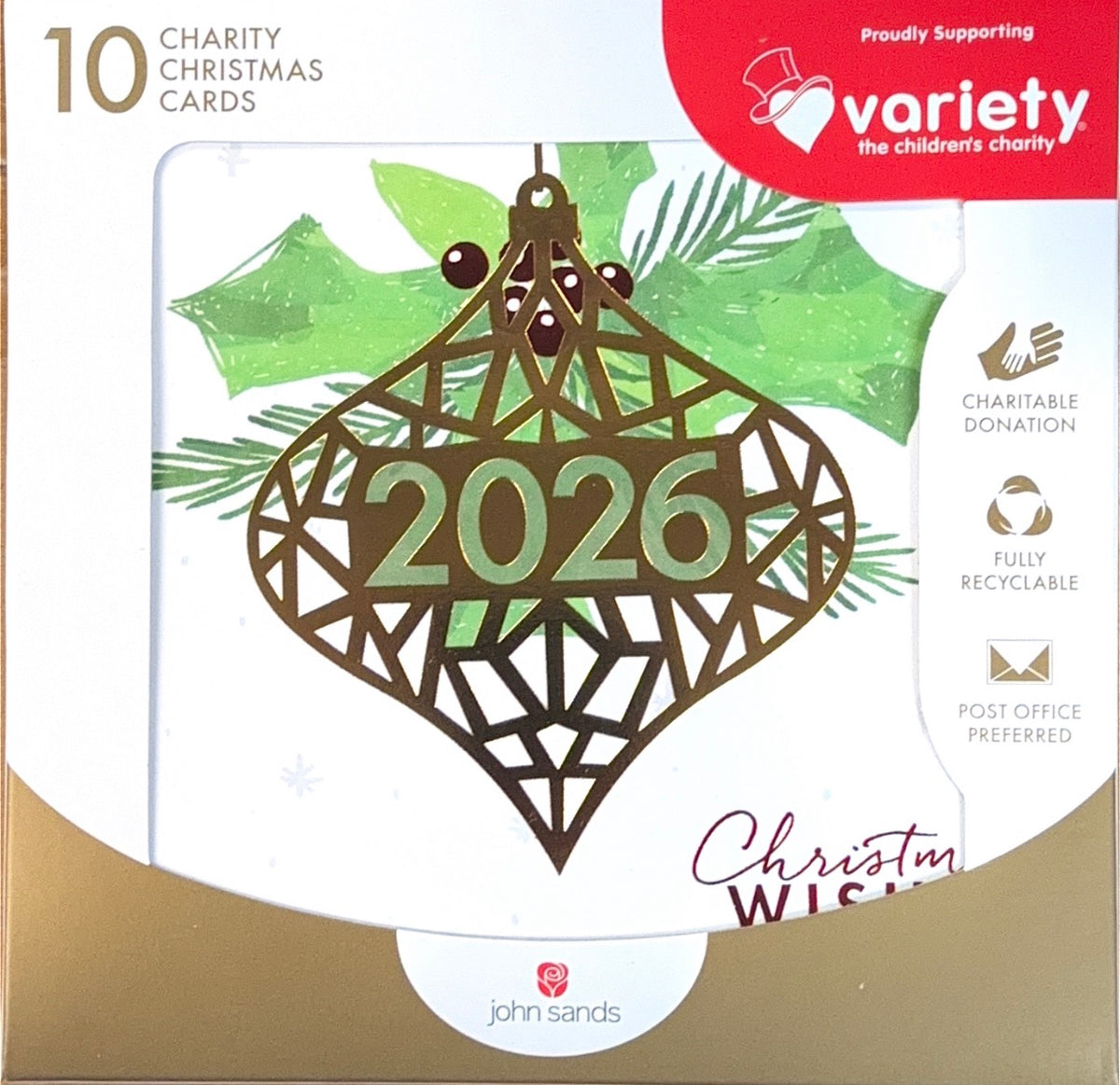 Charity Christmas Boxed Cards/ 2026 Geometric Bauble Holly