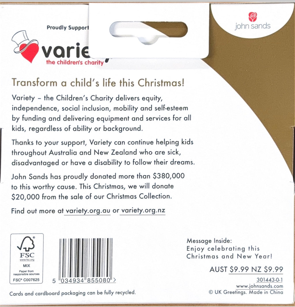Charity Christmas Boxed Cards/ Festive Wishes Floral Poinsettia