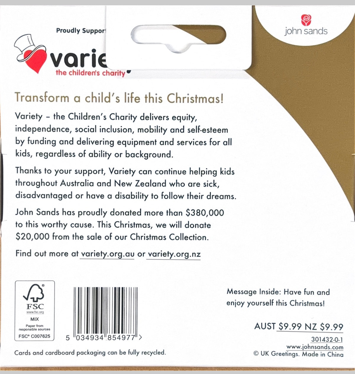 Charity Christmas Boxed Cards/ Santa 2