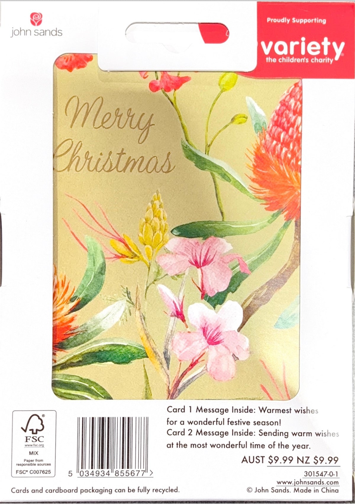 Charity Christmas Boxed Cards/Australian Native Flora Botanicals
