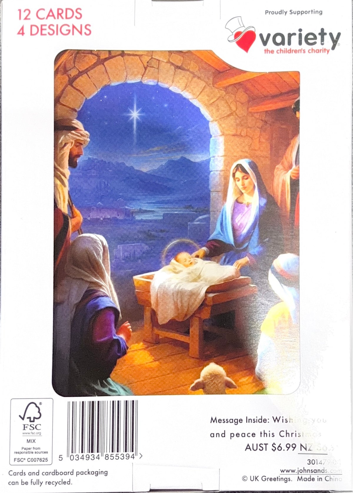 Charity Christmas Boxed Cards/ Traditional Nativity Scene