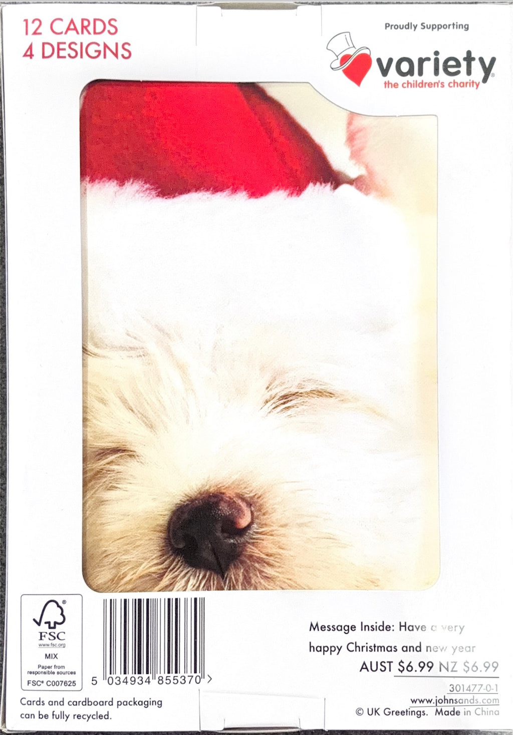 Charity Christmas Boxed Cards/ Cute Animals Cat &amp; Dog