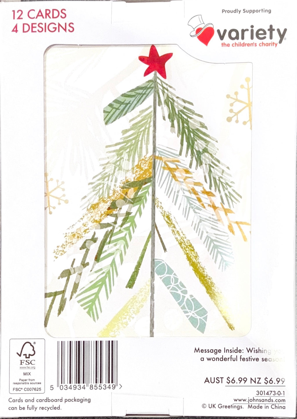 Charity Christmas Boxed Cards/ Bauble Christmas Tree