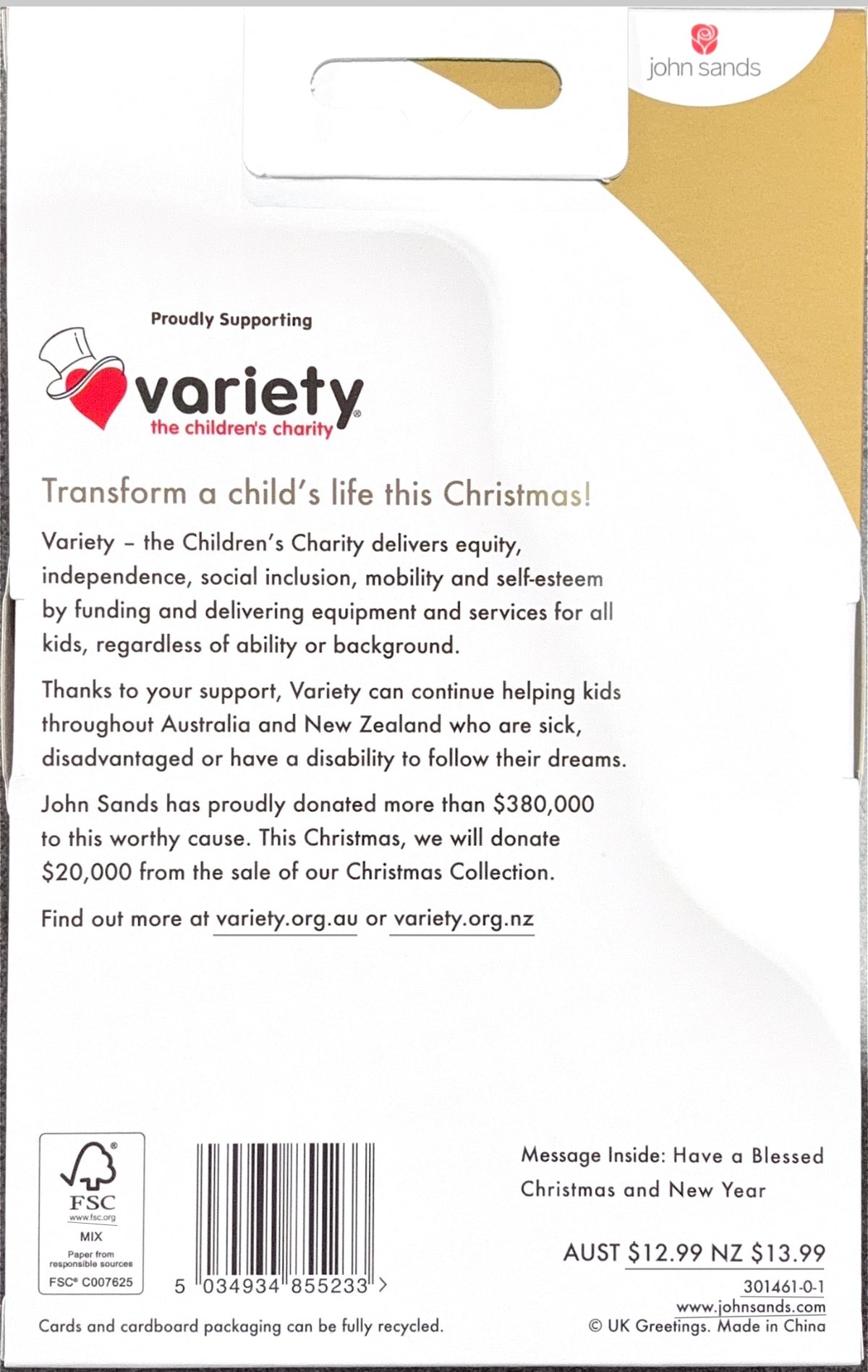 Charity Christmas Boxed Cards/ Peace on Earth