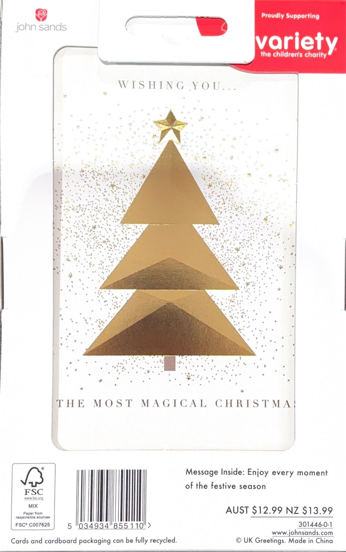Charity Christmas Boxed Cards/ Gold on C