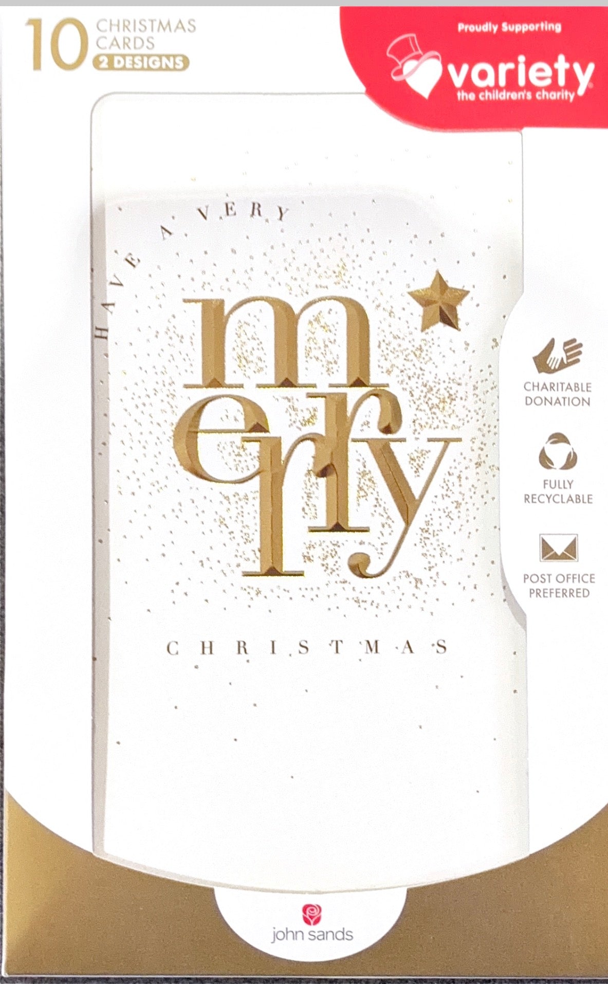 Charity Christmas Boxed Cards/ Gold on C