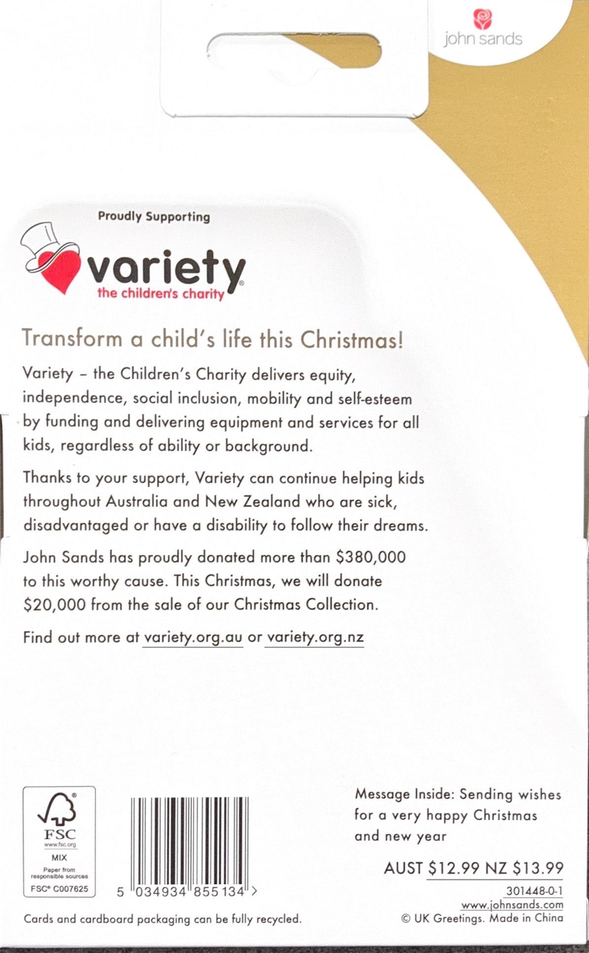 Charity Christmas Boxed Cards/ Season's Greetings Wreath Bauble