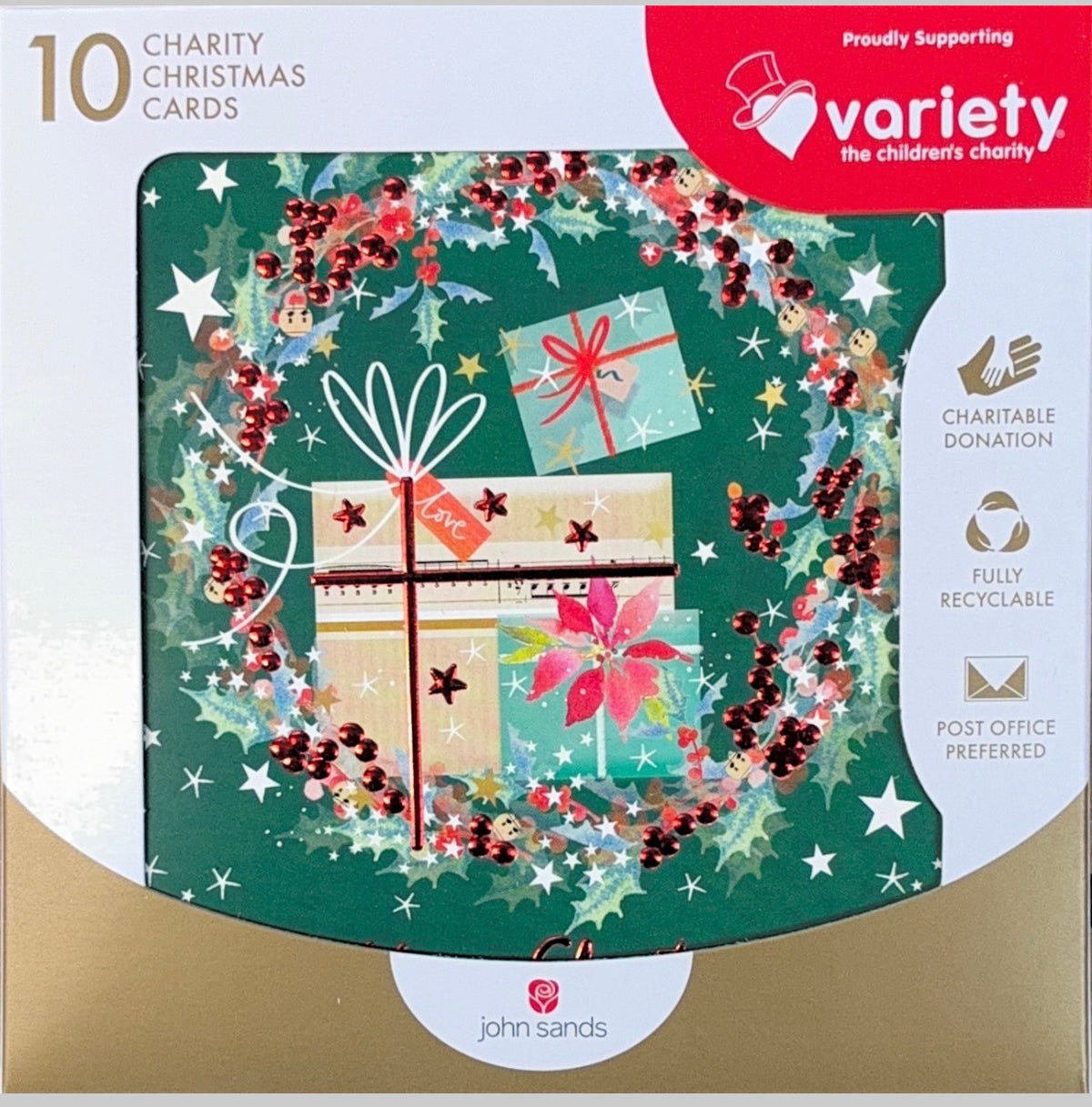 Charity Christmas Boxed Cards/ Christmas Presents Holly Wreath