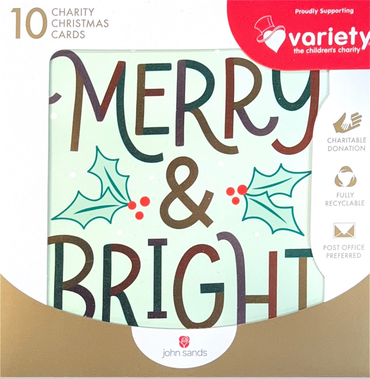 Charity Christmas Boxed Cards/ Merry & Bright