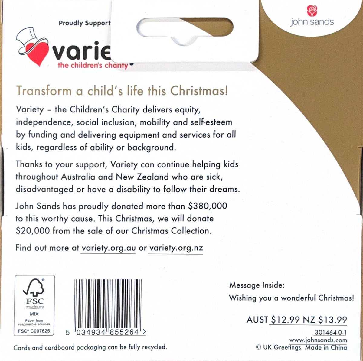Charity Christmas Boxed Cards/ Blue Tree