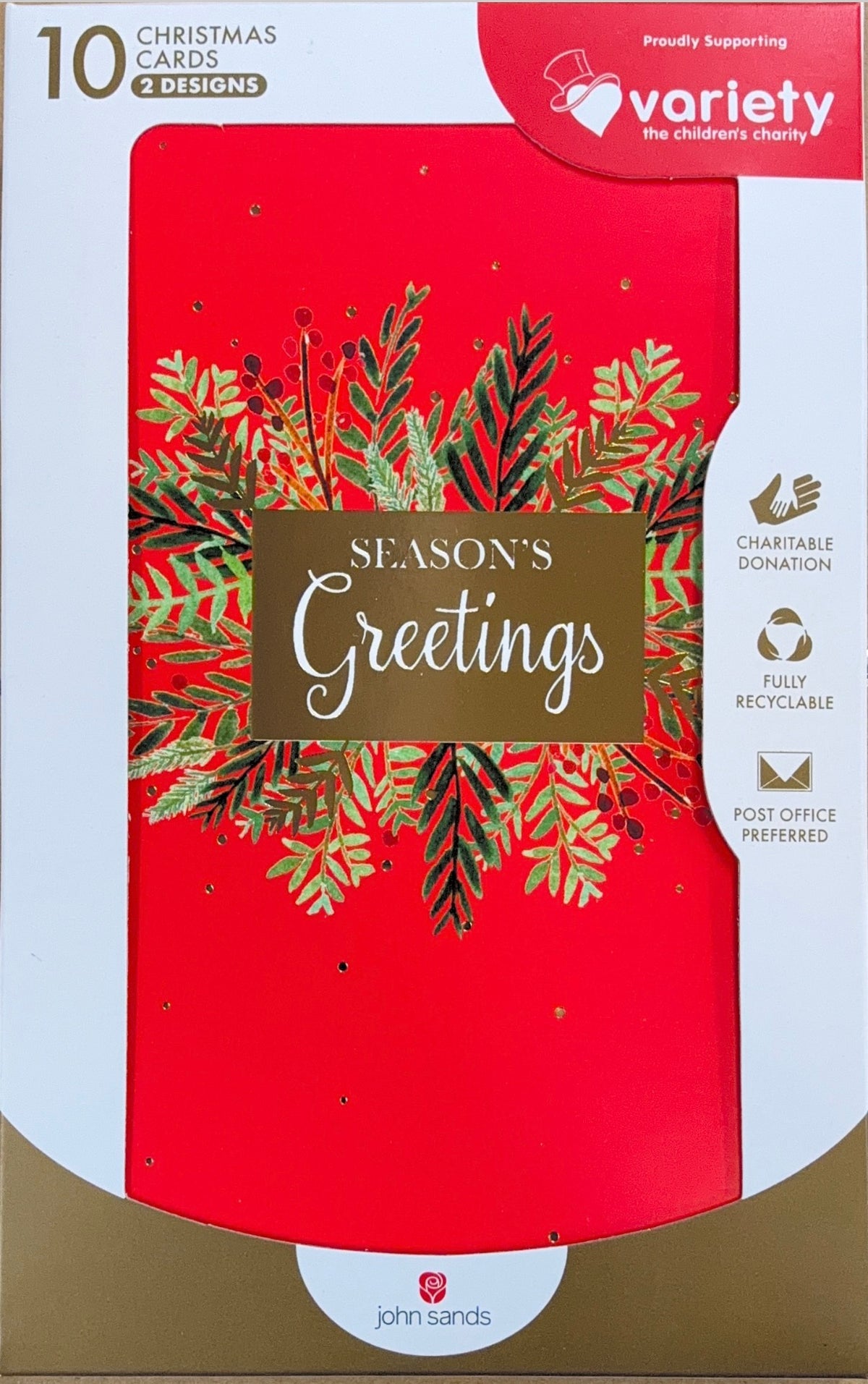 Charity Christmas Boxed Cards/ Wreath Seasons Greetings