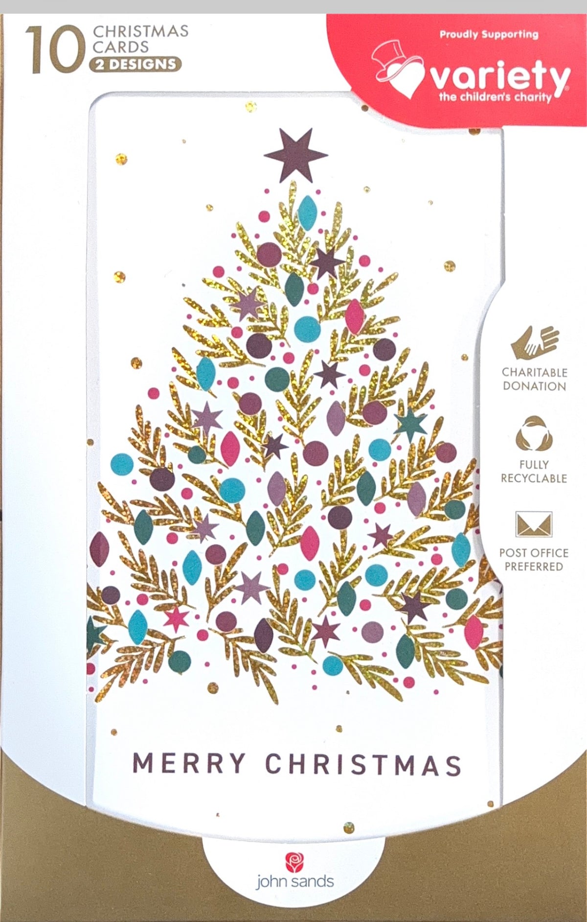 Charity Christmas Boxed Cards/ Gold Tree
