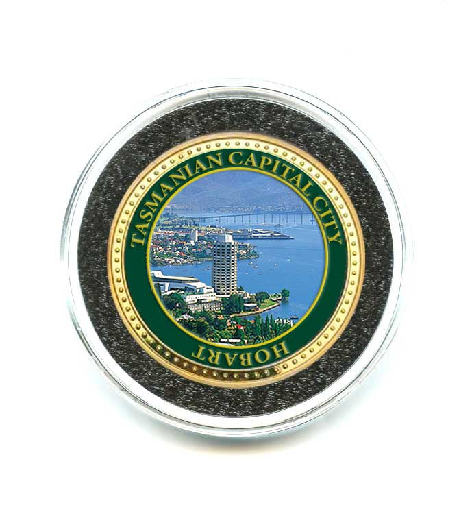 TASMANIAN SOUVENIR COIN HOBART COLOUR
