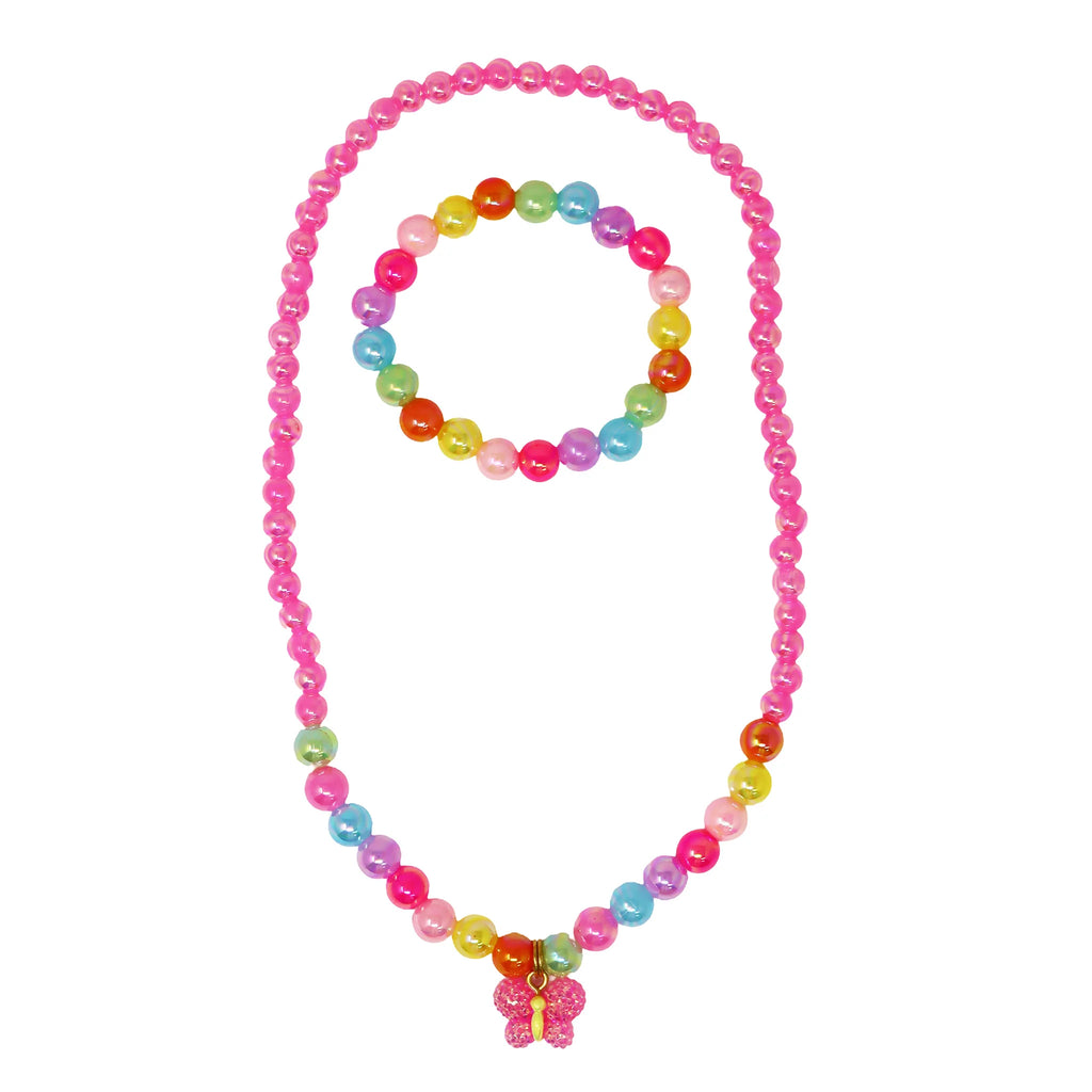 PINK POPPY - SPARKLE BUTTERFLY NECKLACE & BRACELET SET