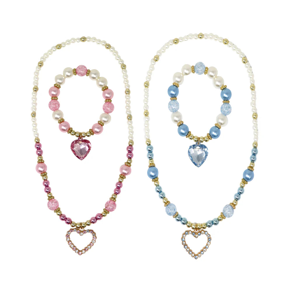 PINK POPPY - DANCE PEARL HEART NECKLACE & BRACELET SET