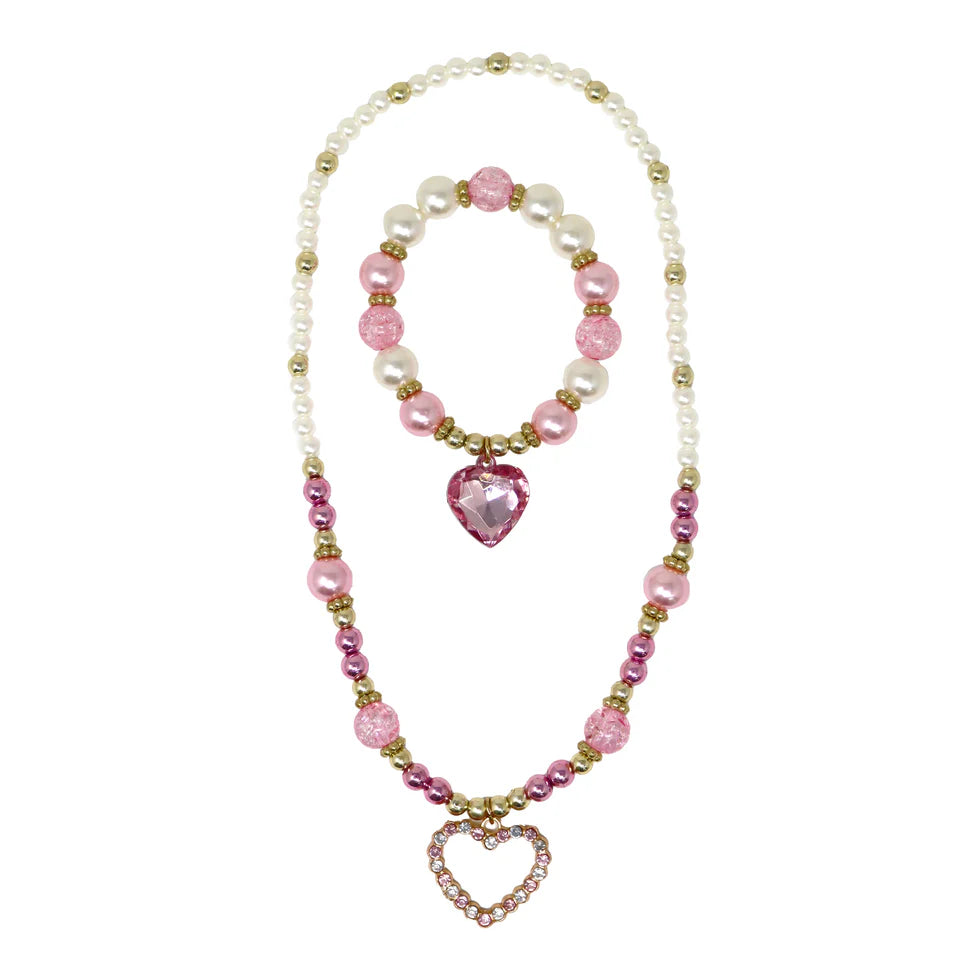 PINK POPPY - DANCE PEARL HEART NECKLACE & BRACELET SET