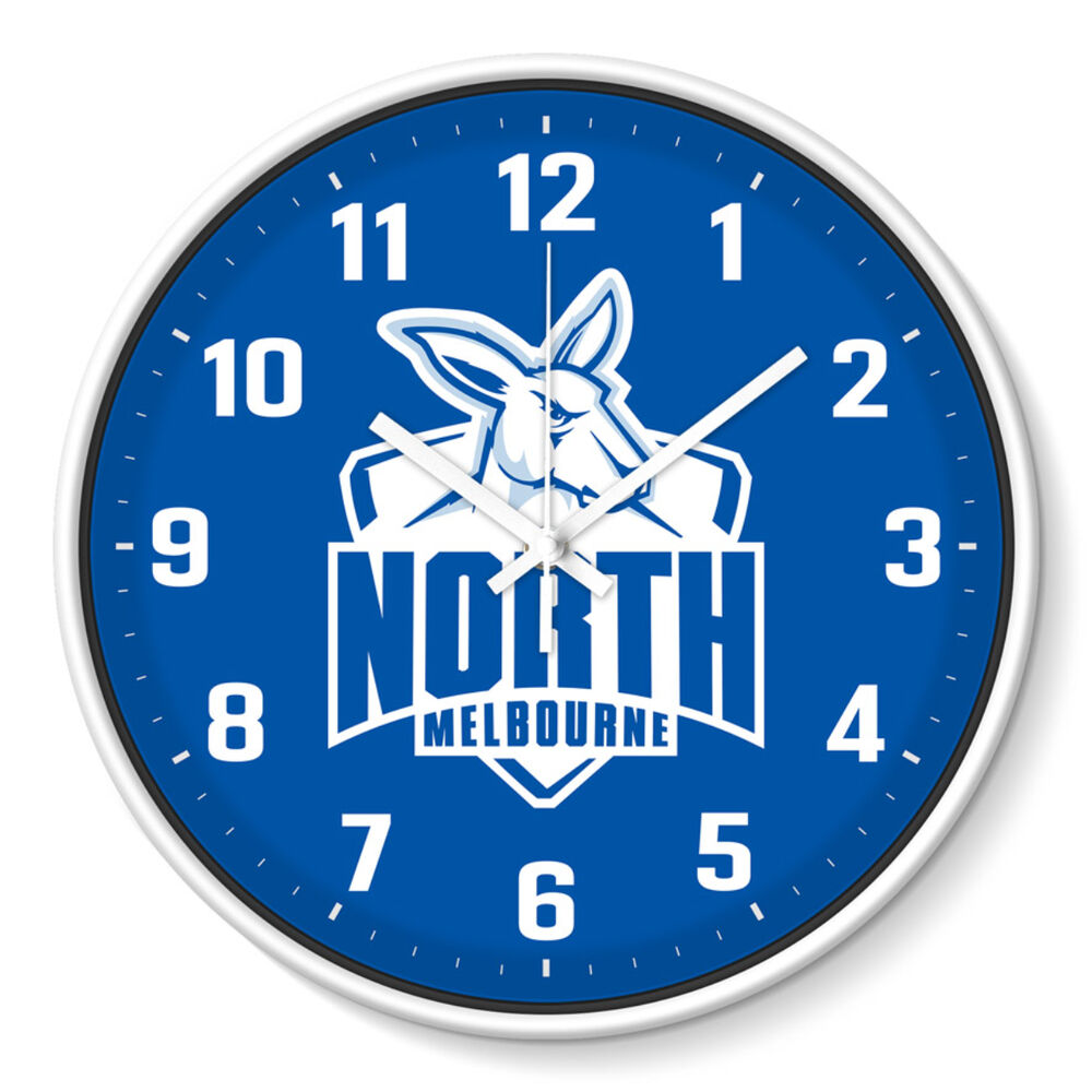 NORTH MELBOURNE KANGAROOS WALL CLOCK 30CM